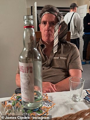 Meanwhile Alison Steadman (Pam) and Rob Brydon (Uncle Bryn) posed playfully for the camera while filming the episode's hysterical drunken party scene