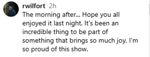 Robert Wilfort - Jason on the show - shared a snap of the cast and crew after filming the final scene, he wrote: 'It's been an incredible thing to be part of something that brings so much joy'