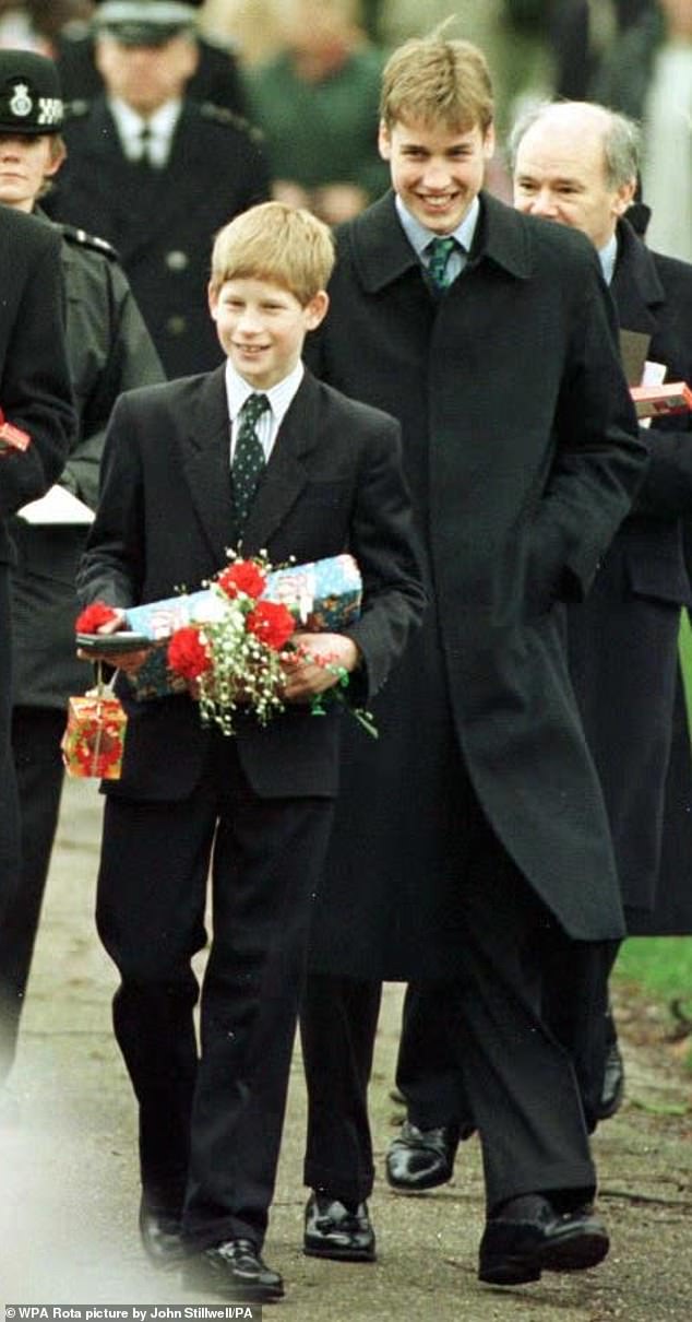 Prince Harry laughing as he leaves church at Sandringham in 1997. But now his memories of the estate might not be so happy