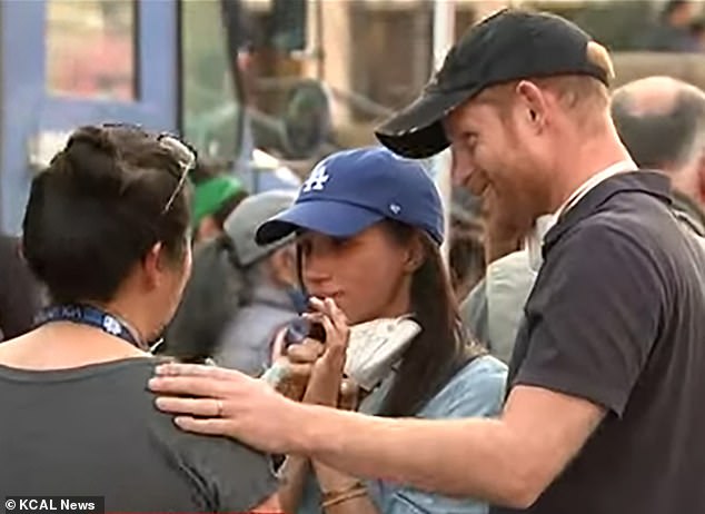 On Friday, the former senior royals made a surprise appearance at a food bank as they comforted victims and first responders amid the ongoing fires