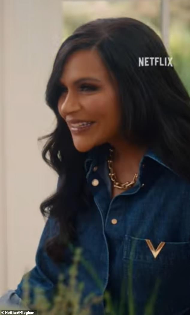 Mindy joked about the glamour of being in Meghan's kitchen as she makes a cameo in the trailer