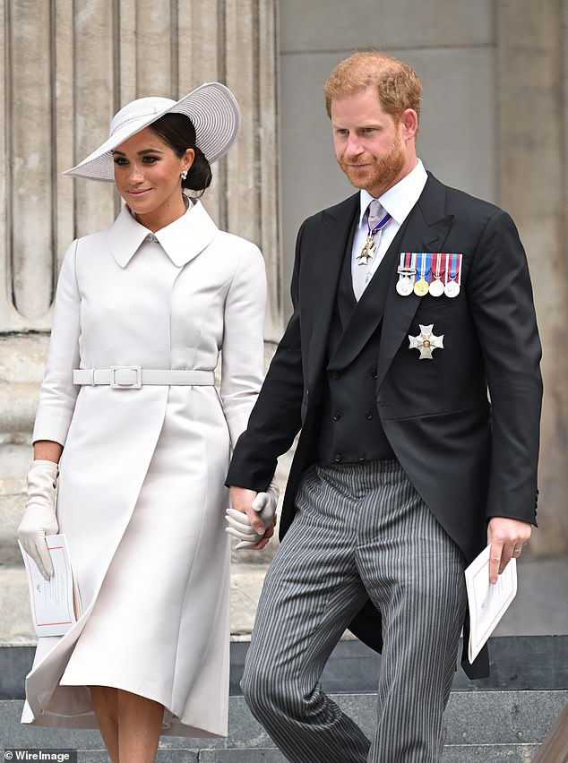 Meghan and Harry attend the National Service of Thanksgiving at St Paul's Cathedral in 2022