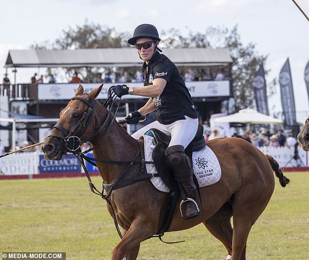 Zara plays polo as part of a Magic Millions event on Sunday