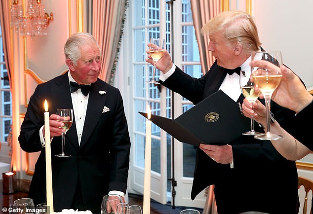 Donald Trump hosts Charles at Winfield House in London during the state visit in June 2019