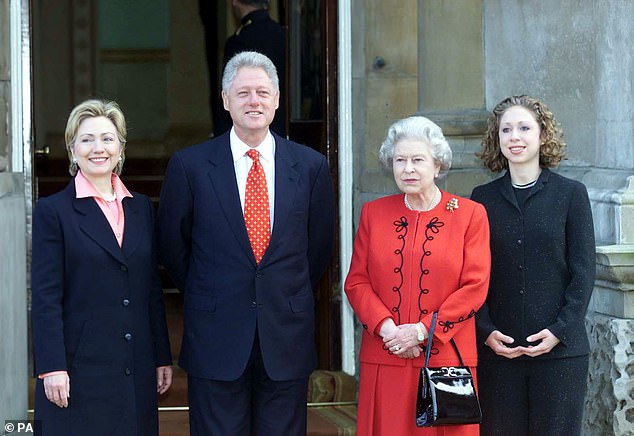 Bill and Hillary Clinton with their daughter Chelsea meet Queen Elizabeth II at Buckingham Palace in December 2000