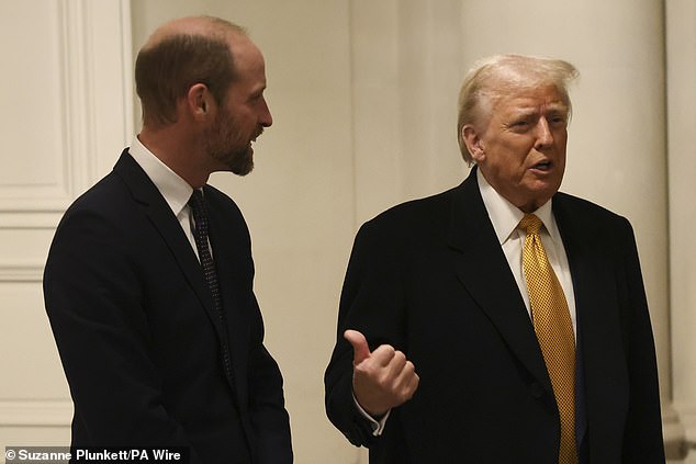 Donald Trump meets William at the UK ambassador's residence in Paris on December 7, 2024