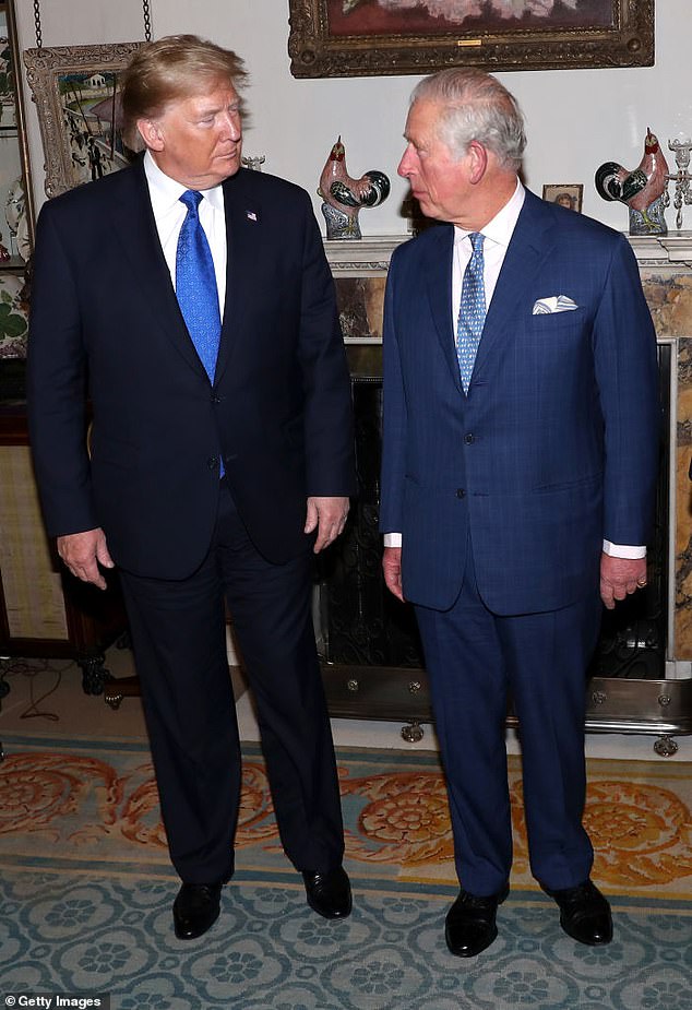 Donald Trump and Charles attend tea at Clarence House in London in December 2019