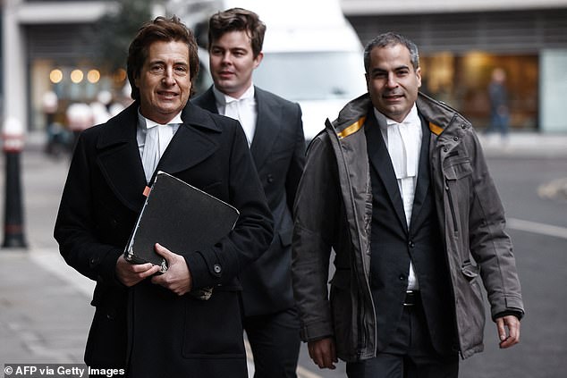 Barristers David Sherborne (left) and Ben Hamer (centre), representing Prince Harry, arrive at the Royal Courts of Justice on January 21