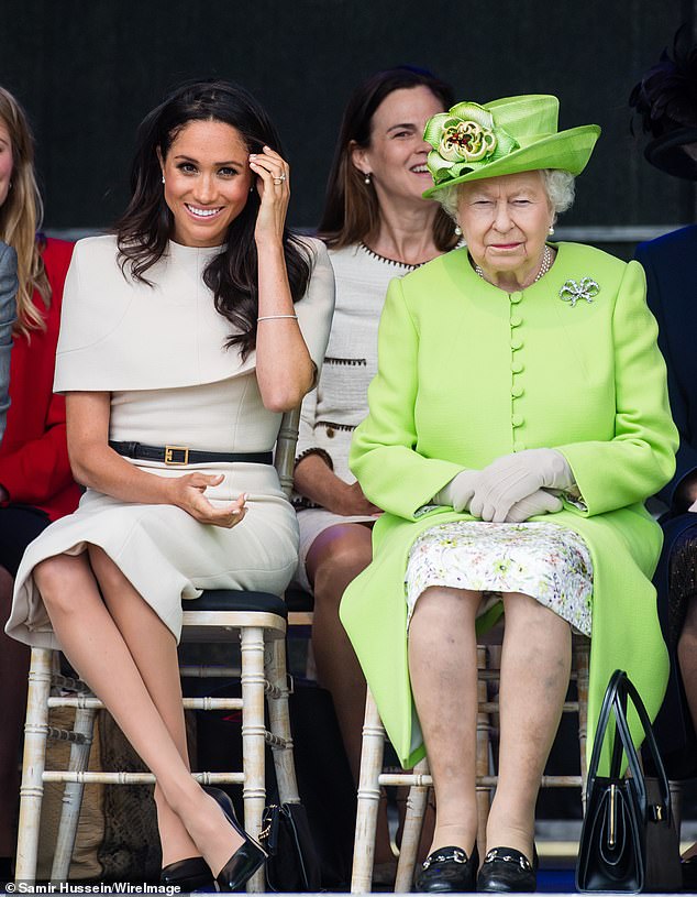 The Queen and Meghan appeared relaxed in each other's company during the event