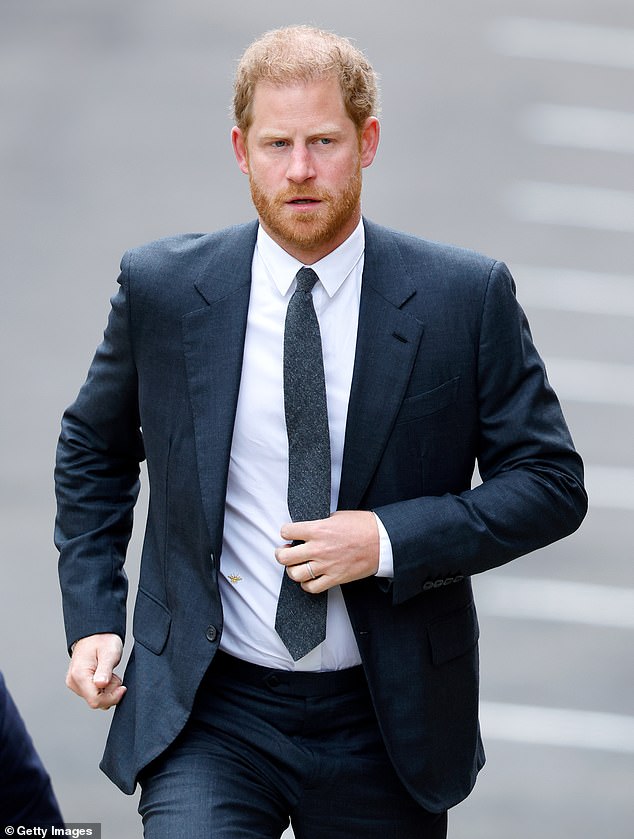 Prince Harry had always vowed he would never settle. He saw himself as ‘a crusader’, he has said. Picture, the Duke of Sussex at a previous hearing last March