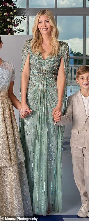 Ivanka wowed in a mint Jenny Packham caped gown in 2023