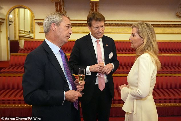 Nigel Farage and Richard Tice spoke to the Duchess of Edinburgh during a reception hosted by King Charles on January 29