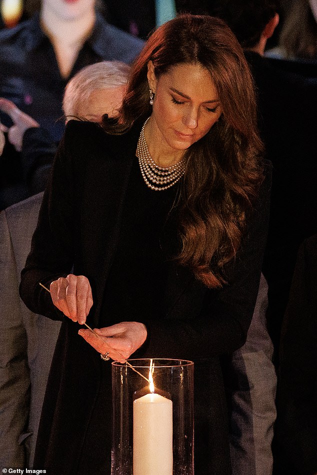 The Princess of Wales wore a necklace from a celebrated Jewish curator as she attended a moving a Holocaust Memorial Service in London on January 27