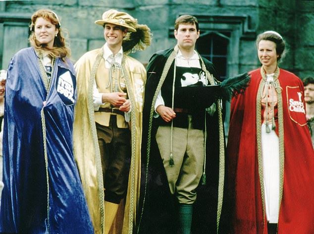 Edward's private film career was a disaster, especially following his panned TV show It's a Royal Knockout in 1987 where was four teams of celebrities, each with a non-participating royal clad in pantomime costume at the helm - Edward, Princess Anne, Prince Andrew and Sarah Ferguson (pictured)