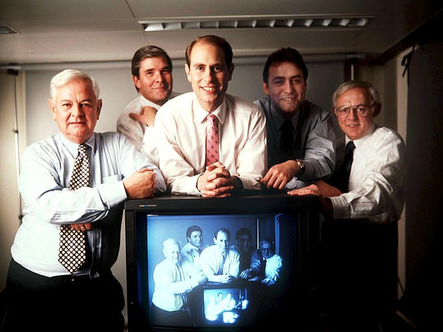 Prince Edward at the launch of his TV production company with his colleagues