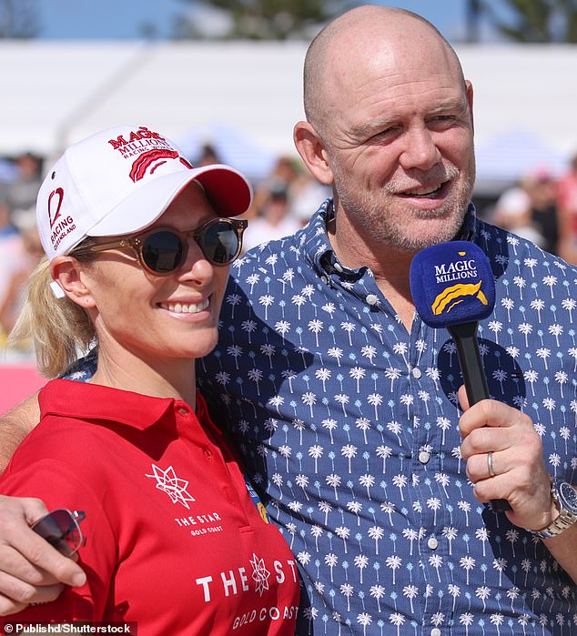 Zara Tindall and husband Mike at a Magic Millions event in Surfers Paradise on Australia's Gold Coast on January 7 this year