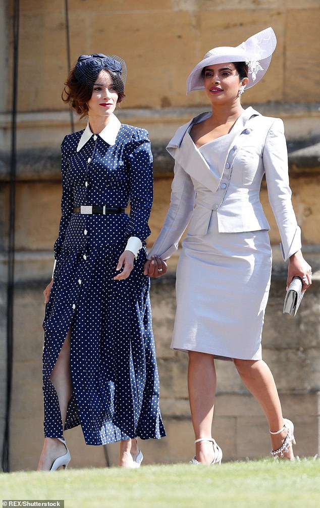 There was a time where Meghan counted Priyanka Chopra as one of her closest friends, but the pair don't follow each other on Instagram. Pictured Priyanka (R) at Harry and Meghan's wedding