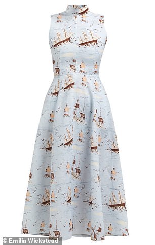 When seen with Mindy Kaling, Meghan donned a $1,233 (£995) printed dress from Emilia Wickstead