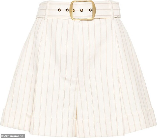 In another scene, Meghan donned a pair of striped shorts from Zimmermann, costing $803 (£647)