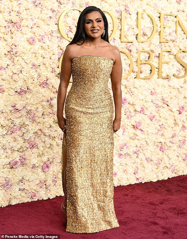 Mindy Kaling during the 82nd Annual Golden Globes held at The Beverly Hilton on January 05, 2025