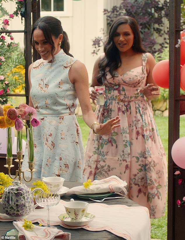 Earlier this week Mindy could be seen in the trailer for Meghan Markle's upcoming Netflix series With Love, Meghan