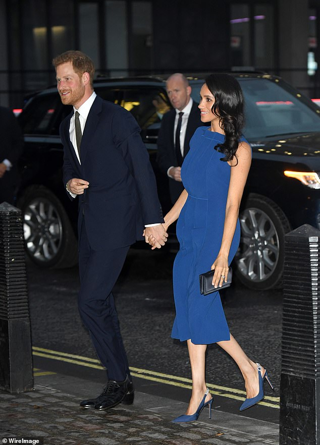 Dazzling in a royal blue Jason Wu dress for the 100 Days to Peace gala concert in 2018, Meghan added some extra sparkle with her jewel encrusted £950 Portrait of a Lady slingbacks