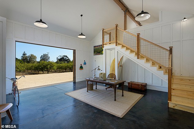 Pictured: the barn-room. Meghan will cook, entertain, and 'share the joys of gardening, friendship, and entertaining' in the luxurious home of the Cipolla family