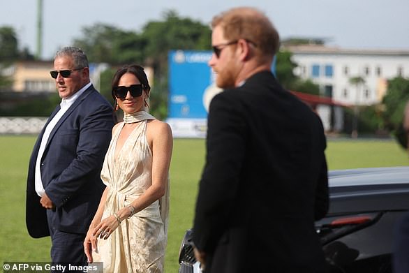 The Duke and Duchess of Sussex attending the polo fundraiser event in Lagos