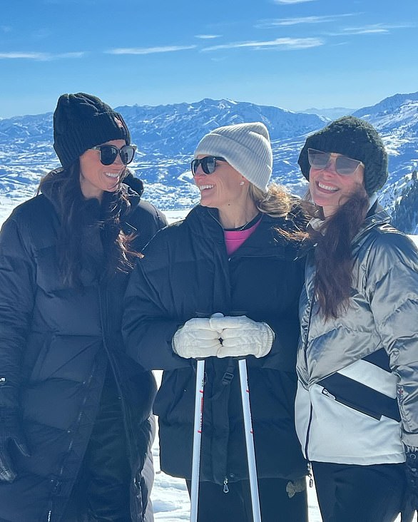 Meghan joined Heather Dorak, Kelly McKee Zajfen and family on a ski holiday to Powder Mountain, Eden