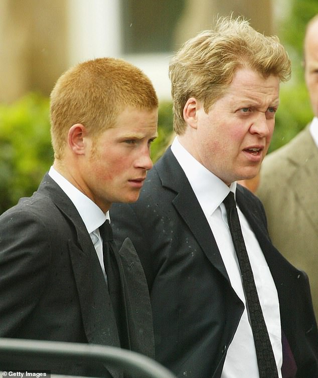 Harry attends his grandmother Frances Shand Kydd's funeral with Earl Spencer in 2004