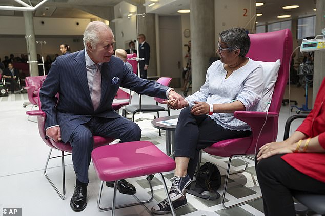 Charles met cancer patients on April 30 on his return to public duties following his diagnosis