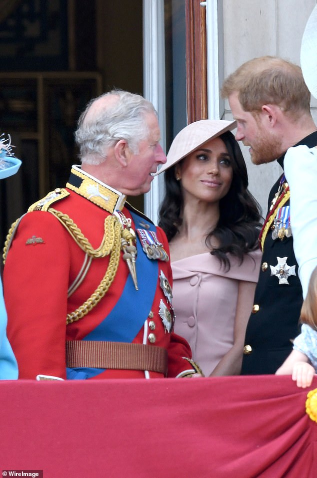 Charles with the Sussexes at Trooping The Colour in 2018