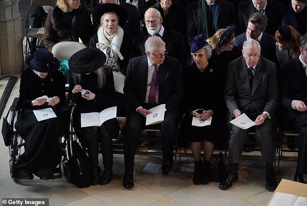 Marina now leads a very different life. She is pictured, second from left, on the front row at St George's Chapel alongside her mother, Alexandra Ogilvy, and surrounded by other members of the Royal Family on February 27, 2024