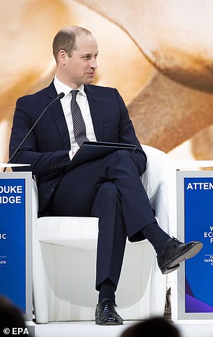 Prince William suffered a similar wardrobe mishap when he interviewed Sir David Attenborough at the World Economic Forum in 2019