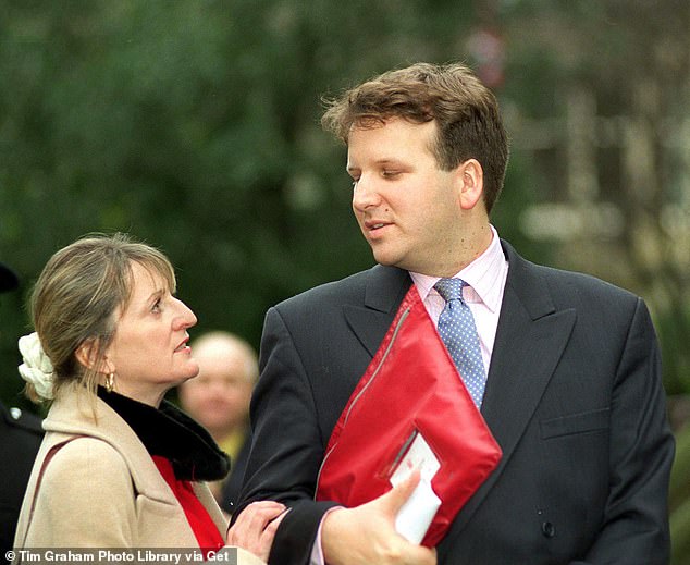 Sandy Henney, press secretary to The Prince Of Wales, talking To Mark Bolland on the eve of the Prince's 50th birthday