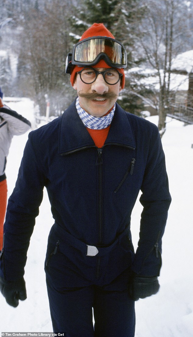 1980: Charles emerges from his chalet in false moustache, nose and glasses insisting the Prince would not be coming out today