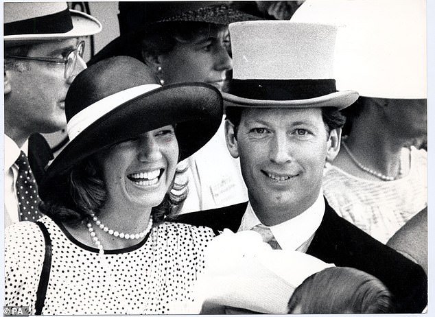 Prince Charles's friend Major Hugh Lindsay (pictured with his wife Sarah) was killed in the avalanche. Patti Palmer-Tomkinson was seriously injured with injuries to her lungs and both legs