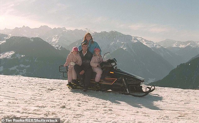 Duke and the Duchess of York with their children at the resort in 1998