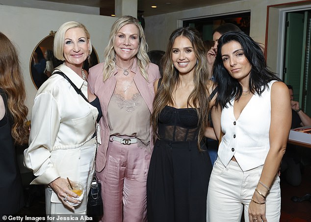 Jennifer Shaffer, Camille Goldstein, Jessica Alba, and Shahed Fakhari Larson (right) attend the Trigger Warning after party in June 2024