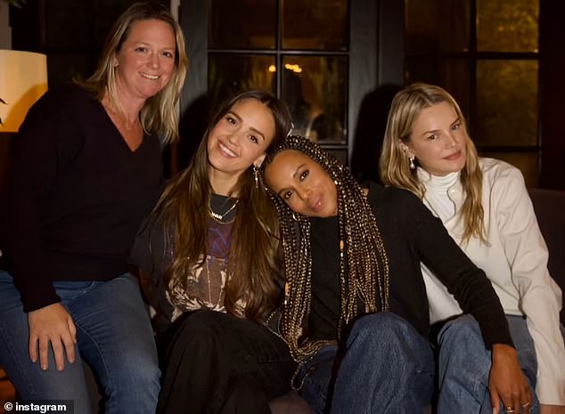 Pictured: Jill Wintersteen, Jessica Alba, Jerry Washington and Kelly Sawyer Patricof at the Scandal star's birthday