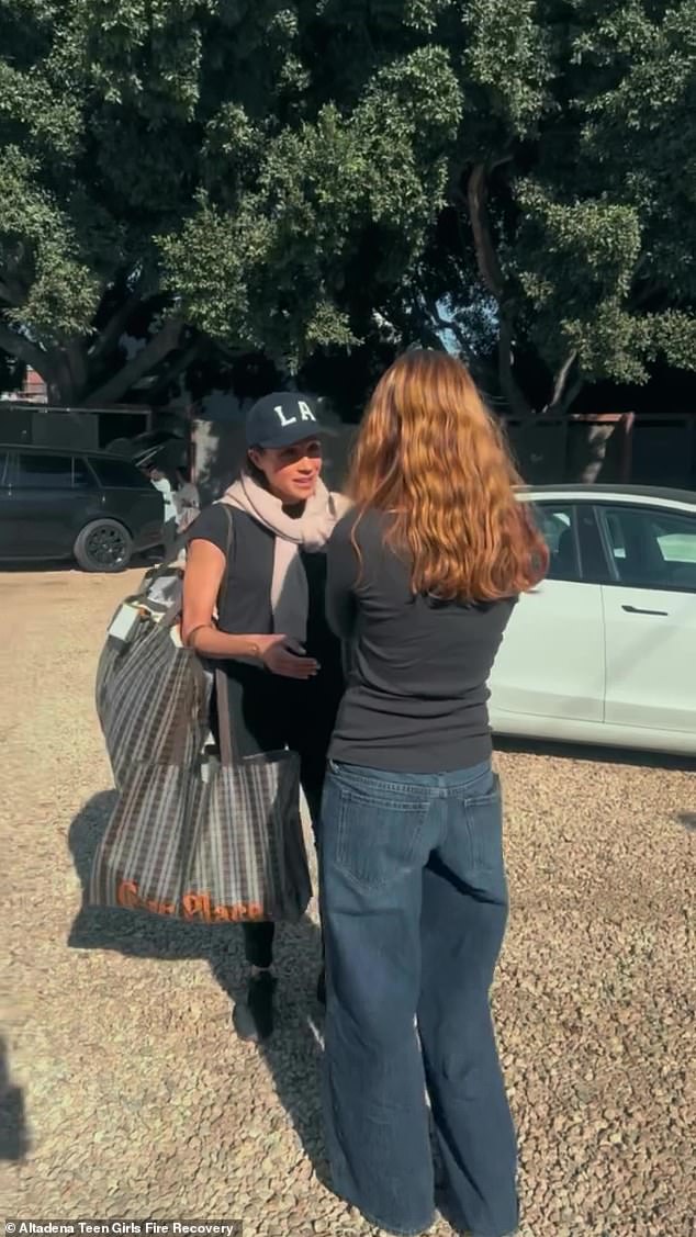 Meghan recently volunteered with LA-based charity Altadena Girls that collected clothes for women impacted by the historic wildfires that ripped through California last month