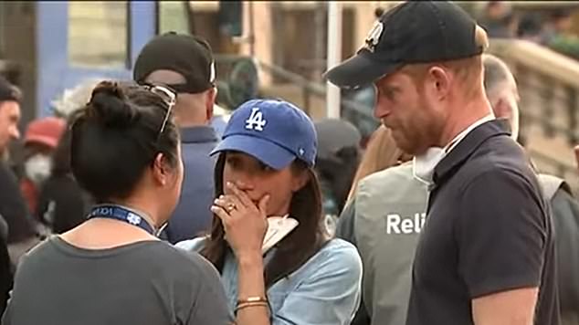 Markle's video comes just a few weeks after she and her husband visited victims at a wildfire evacuation center in Los Angeles, after which they were branded 'disaster tourists' by actress Justine Bateman