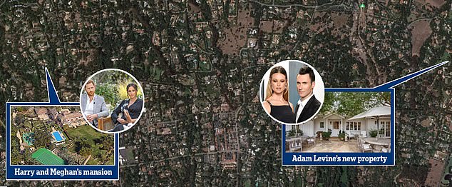 The Maroon 5 lead singer and the Victoria's Secret model live near Meghan and Harry in the coveted community of Montecito, which could explain how they know each other