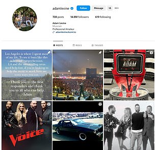 Adam Levine's Instagram made no mention of his efforts to help the young music fan