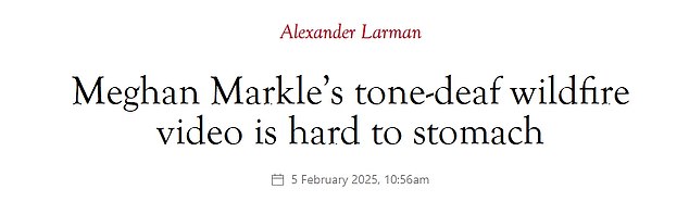 Author and editor Alexander Larman criticised Meghan's video in The Spectator magazine