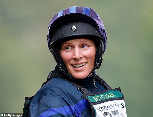 Zara Tindall is pictured competing in the Cornbury House Horse Trials in 2021. She usually avoids a full face of make-up when horse riding