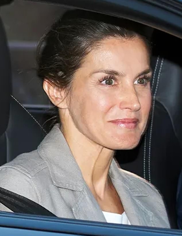 She's known for her fashion prowess, yet even Queen Letizia of Spain enjoys days of low-key make-up. She is pictured here dropping off her children at school in 2018