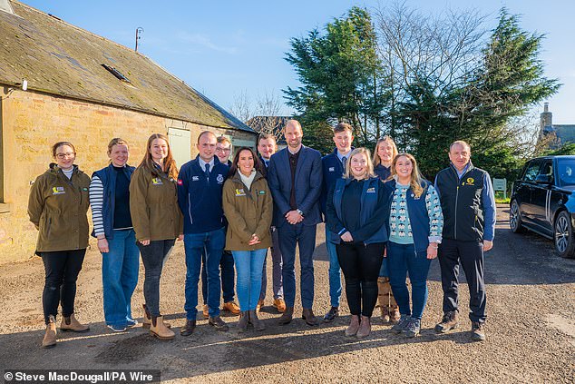 The Prince of Wales, known as the Duke of Rothesay when in Scotland, during a visit to East Scryne Farm in Carnoustie, Angus, where he met farmers during a roundtable