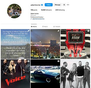 Adam Levine's Instagram made no mention of his efforts to help the young music fan