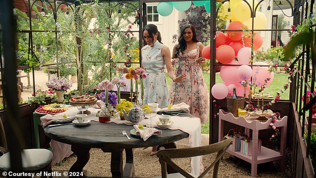 The Duchess of Sussex, with guest Mindy Kaling, in her Netflix series With Love, Meghan